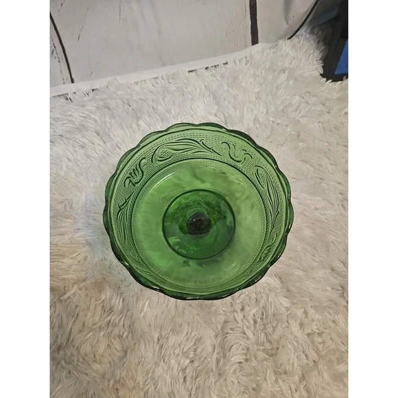 Vintage E.O. Brody Co. Green Glass Compote Candy Dish Cleveland Ohio‎ Mint Cond. - Picture 3 of 6